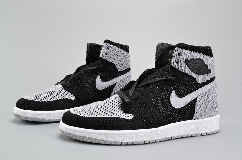Air Jordan 1 Flyknit “Shadow” Black/Medium Grey-White mens 919704-003