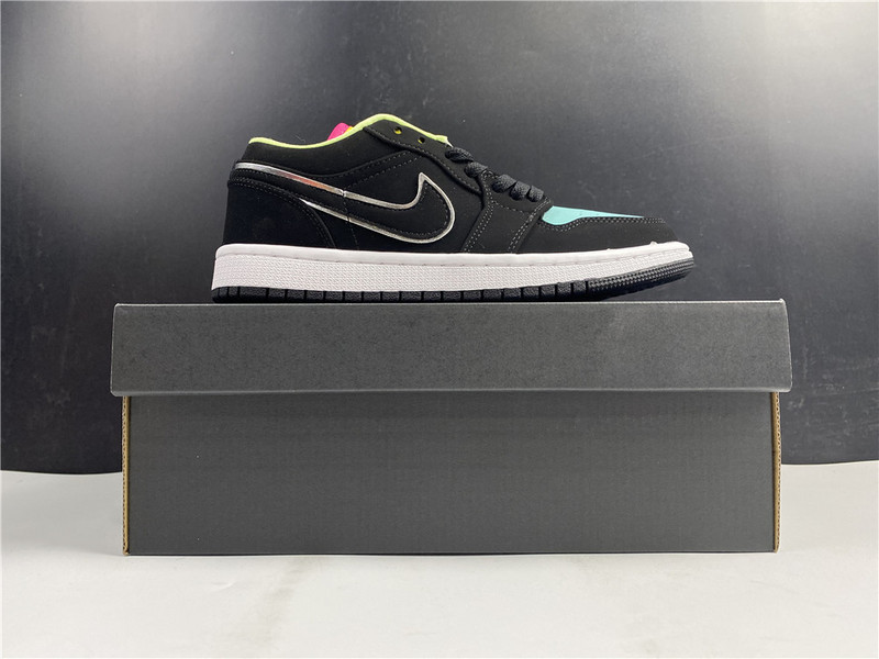 Air Jordan 1 Low Black Aurora Green Laser Orange CK3022-013