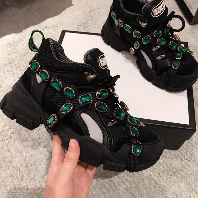 GC Black Flashtrek Sneakers With Removable Crystals