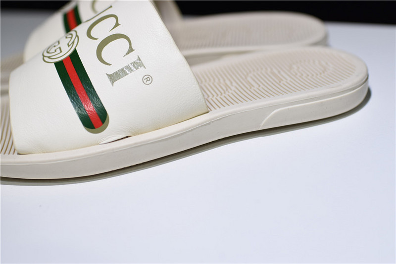 GC Leather SLIDE SANDAL WHITE WITH GG LOGO WOMENS 1K969E 3F7U F0090