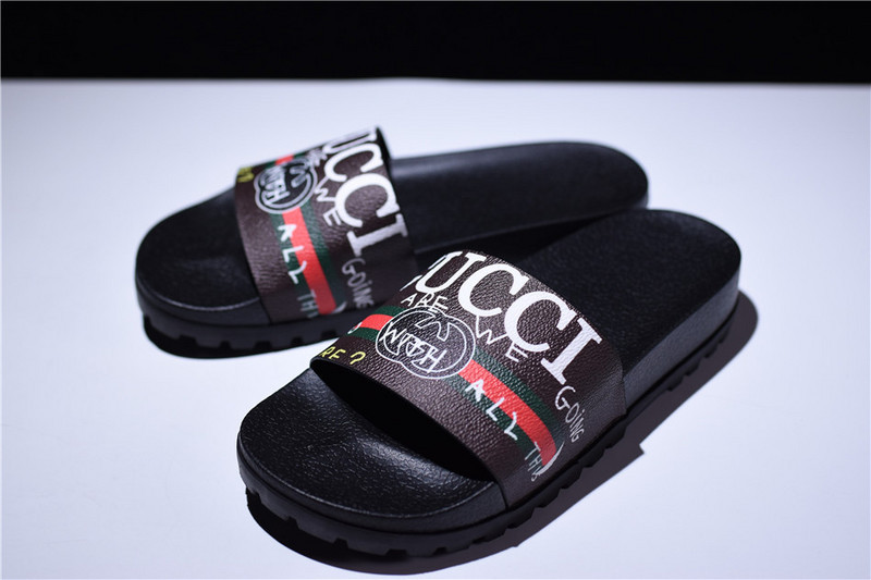 GC Leather SLIDE SANDAL with gg logo mens