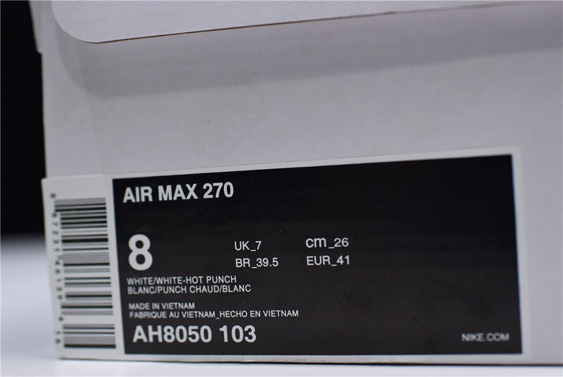 NIKE mens AIR MAX 270 WHITE HOT PUNCH AH8050-103