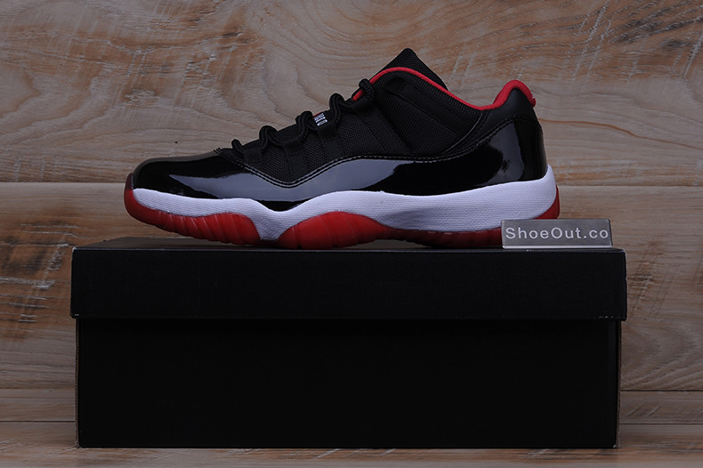 AIR JORDAN 11 RETRO LOW "BRED" BLACK/ RED mens 528895-012